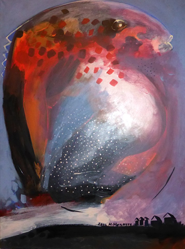 2 planets, Acrylic on canvas 80x60 cm.